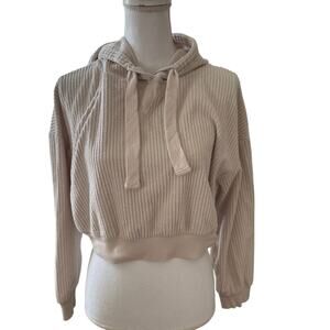 VIntage Havana Cropped Ribbed Hoodie Oatmeal M